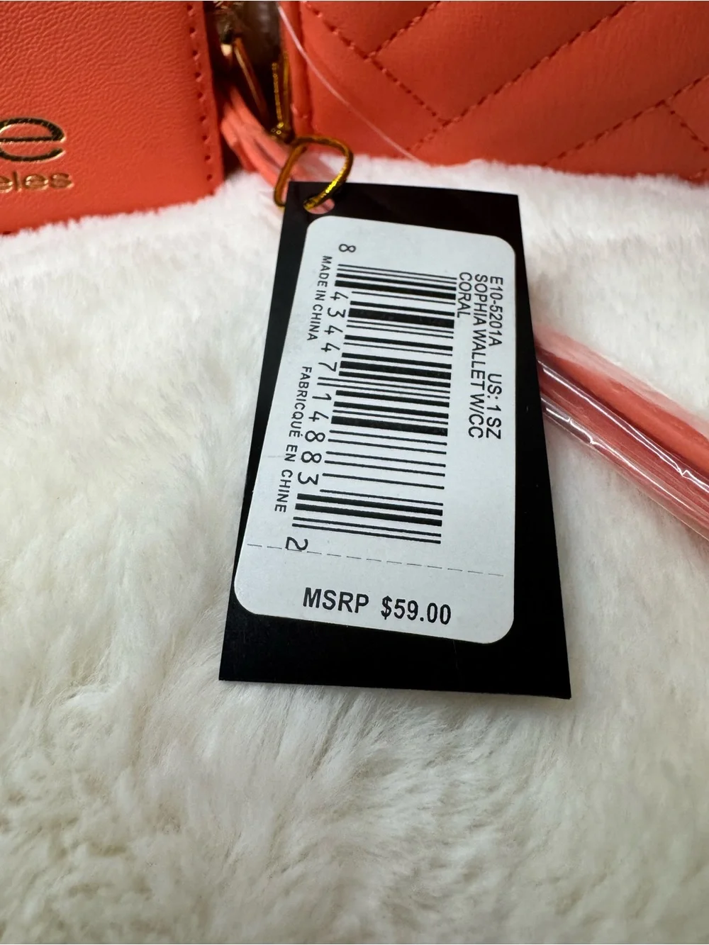 bebe Quilted Wristlet Wallet in Coral NWT and card holder